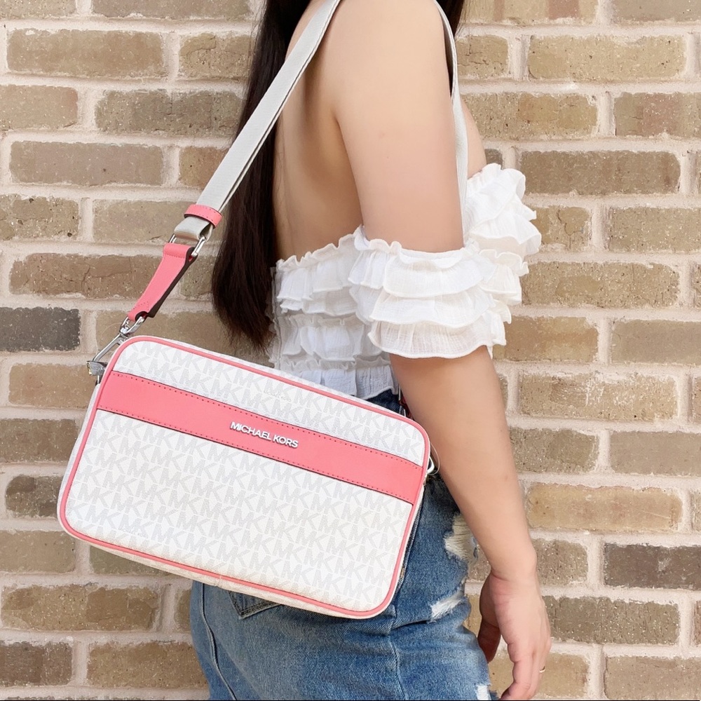 Michael Kors Large Crossbody white MK Pink